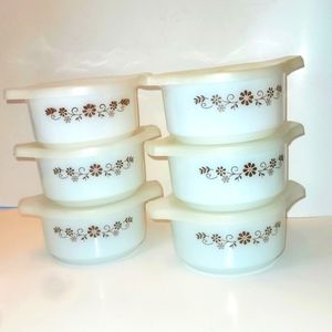 Vintage 1950s Dynaware Pyr-O-Rey Set of Daisy Bowls Dishes